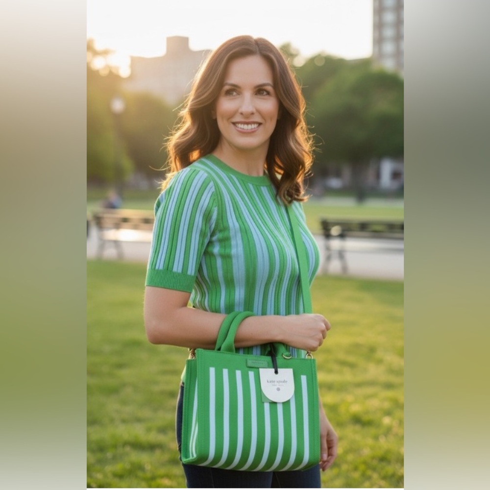 Kate Spade Green Striped Women's Bag - Picture 4 of 4